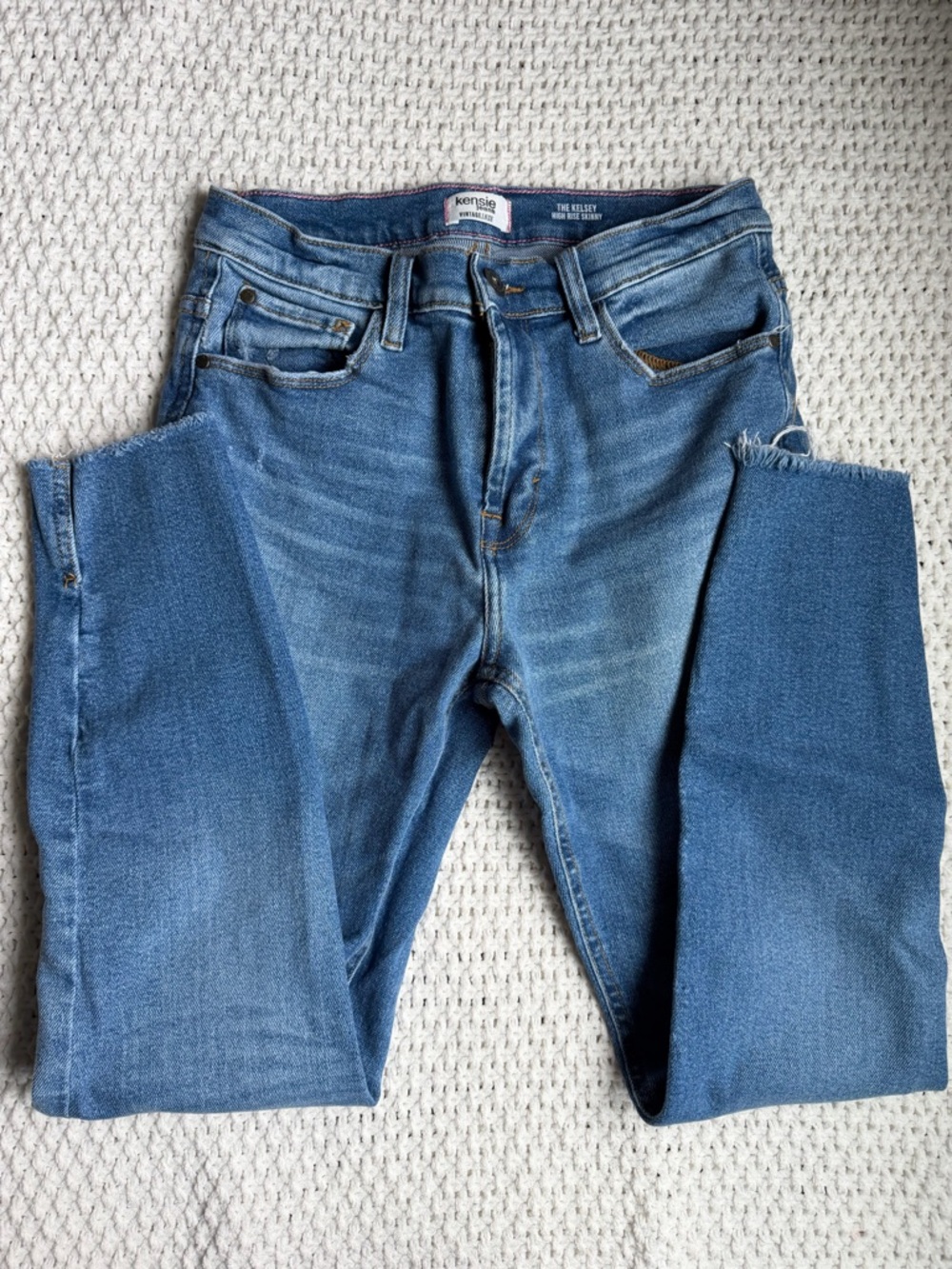 Kensie The Kelsey High Rise Skinny Jeans Vintage Blue Raw Hem Womens 6/28‎ 0035